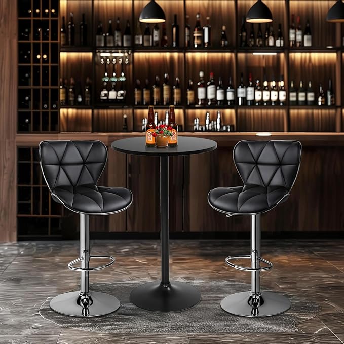 FDW Modern Bar Table 2 Set 40" Height Kitchen Dining Table Round Pub Table Hydraulic Dining Room Home Kitchen Table Bar Top Table Tall Table