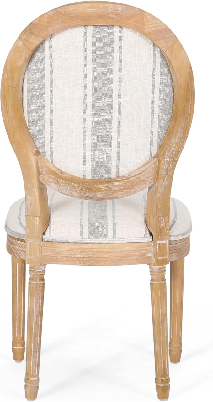 Phinnaeus Dining Chairs - Wood - Gray Stripes/Light Beige (Set of 2)
