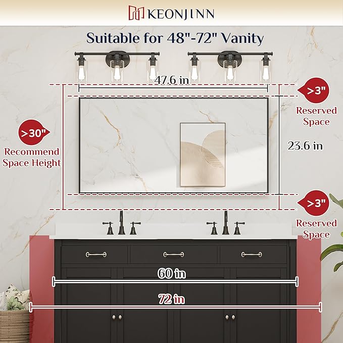 Keonjinn Gold Bathroom Mirrors for Wall 48 x 24 Inch Brushed Gold Frame Rectangular Vanity Mirror Large Metal Framed Farmhouse Mirror for Bathroom Sink Modern Full Length Mirror(Horizontal/Vertical)
