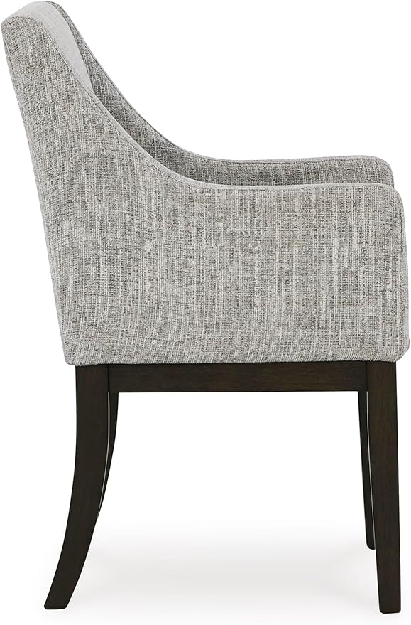 Signature Design by Ashley Burkhaus Traditional Dining Upholstered Arm Chair, 2 Count, Gray & Dark Brown