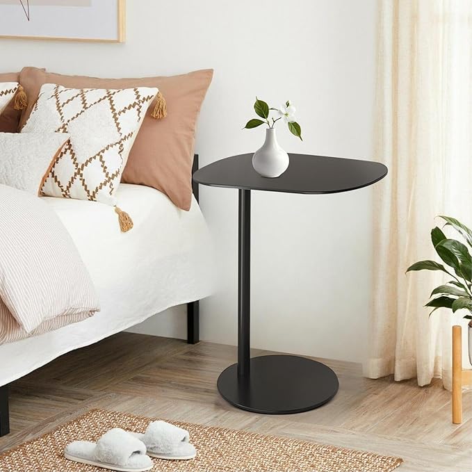 Modern Metal Side Tables Shaped End Table for Couch, Small C Shaped Side Table, C-Shaped Tables for Eating Couch Tables Counter for Living Room, Dining Room, Small Space, Black