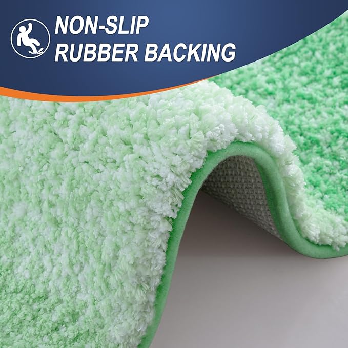 OLANLY Bathroom Runner Rugs 59x17, Extra Soft Absorbent Microfiber Bath Rugs, Rubber Backing, Quick Dry, Machine Washable Bath Mats for Bathroom Floor, Tub and Shower, Home Decor Accessories, Green