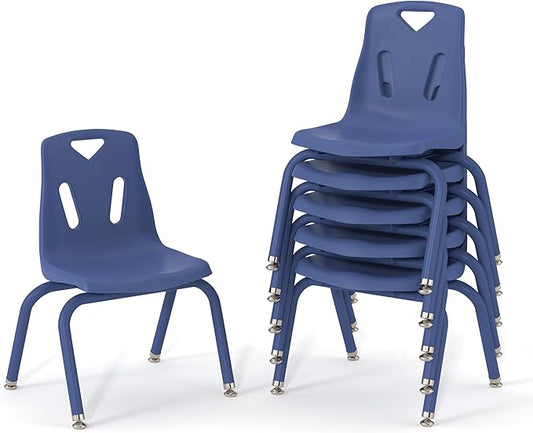 Berries Jonti-Craft 8118JC6003 Stacking Chairs with Powder-Coated Legs, 8" Height, Blue, Pack of 6