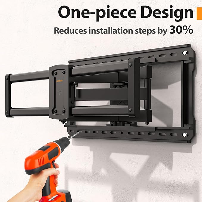 Full Motion 75 85 86 90'' TV Wall Mount Bracket, Loads 150 lbs Heavy Duty TV Mount, Swivel Tilt Extension Level, Complete Metal Bars & Wall Plate, up to 600x400mm VESA & 24'' Wood Studs