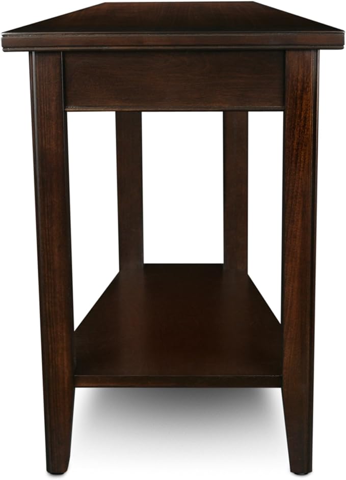 Laurent Solid Wood Recliner Wedge End Side Table with Shelf, Chocolate Cherry Brown, Perfect for Living Rooms, Bedrooms, and Small Spaces – Leick Home, 10502