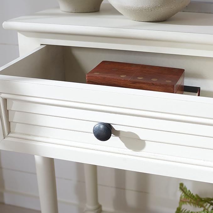 Safavieh Home Collection Tate Distressed White 2-Drawer Bottom Shelf Console Table