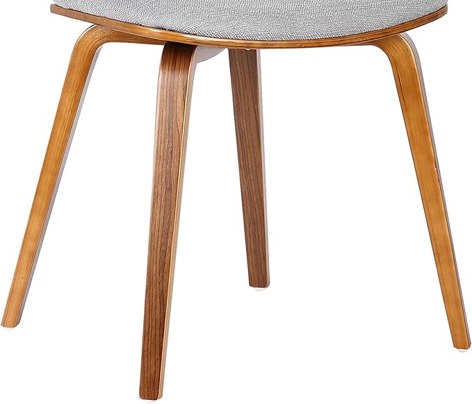 Armen Living Jaguar Mid-Century Dining Chair in Walnut Wood and Gray Fabric - Set of 2