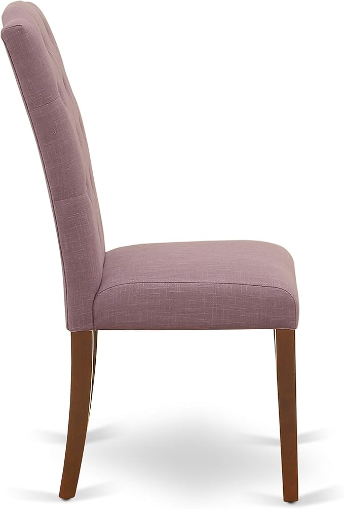 East West Furniture NOCE5-MAH-10 5 Piece Kitchen Table Set Includes a Rectangle Dining Room Table with Butterfly Leaf and 4 Dahlia Linen Fabric Upholstered Chairs, 32x54 Inch, Mahogany