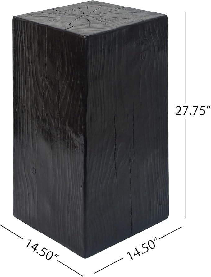 Christopher Knight Home Bard 27.75" Square Living Room Side Table, Wood-Like Distressed Finish End Table, Decorative Accent Table for Indoor Outdoor Usage, Space Saving Furniture, Black