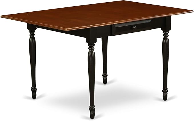East West Furniture MZNO3-BCH-W 3 Piece Dining Table Set for Small Spaces Contains a Rectangle Dining Room Table with Dropleaf and 2 Wooden Seat Chairs, 36x54 Inch, Black & Cherry