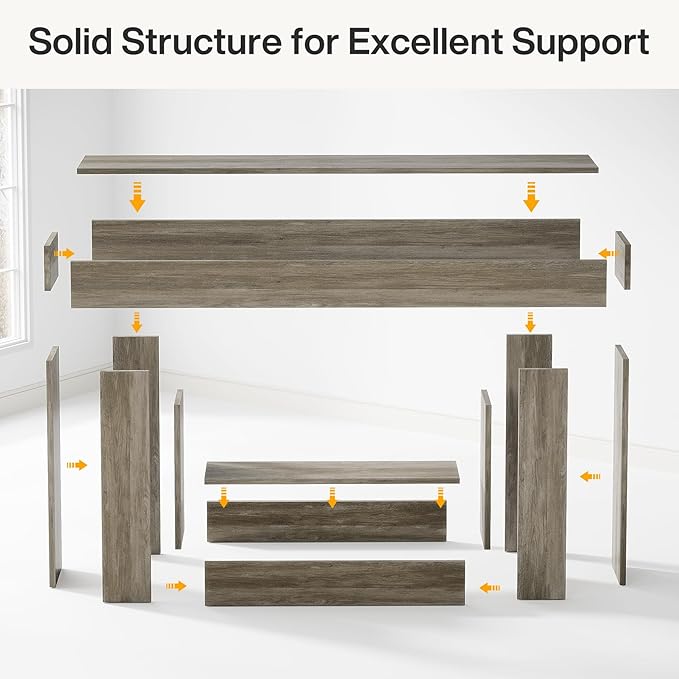 Tribesigns 63" Console Table, Farmhouse 2-Tier Entryway Table with U-Shaped Base, Narrow Long Wood Sofa Table Behind Couch Table for Living Room, Hallway, Foyer, Light Gray