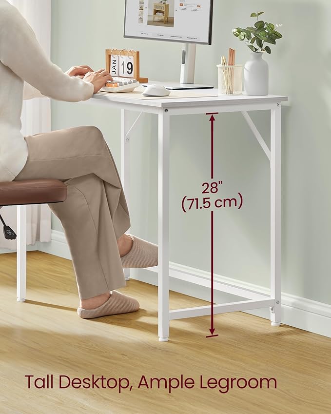 VASAGLE Computer Desk, Office Work Desk, 19.7 x 39.4 x 29.9 Inches, for Study, Bedroom, Home Office, Living Room, Maple White and Cloud White ULWD041W44