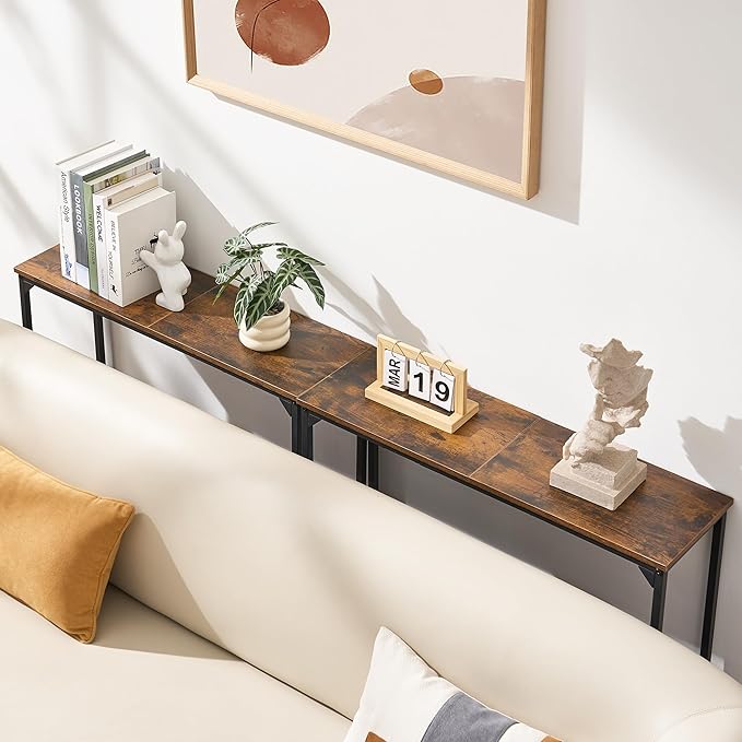Console Table, Narrow Entryway Table, Thin Sofa Table, Behind Couch Table,for Hallway, Bedroom, Living Room, Foyer, 9.4 x 31.5 x 31.5 Inches, Rustic Brown