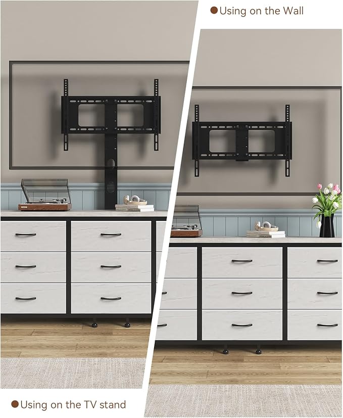 TV Stand with Mount for 32/55/65/75/85 inch TVs, Entertainment Center with 9 Fabric Drawers Dresser Storage, Height Adjustable Media Console