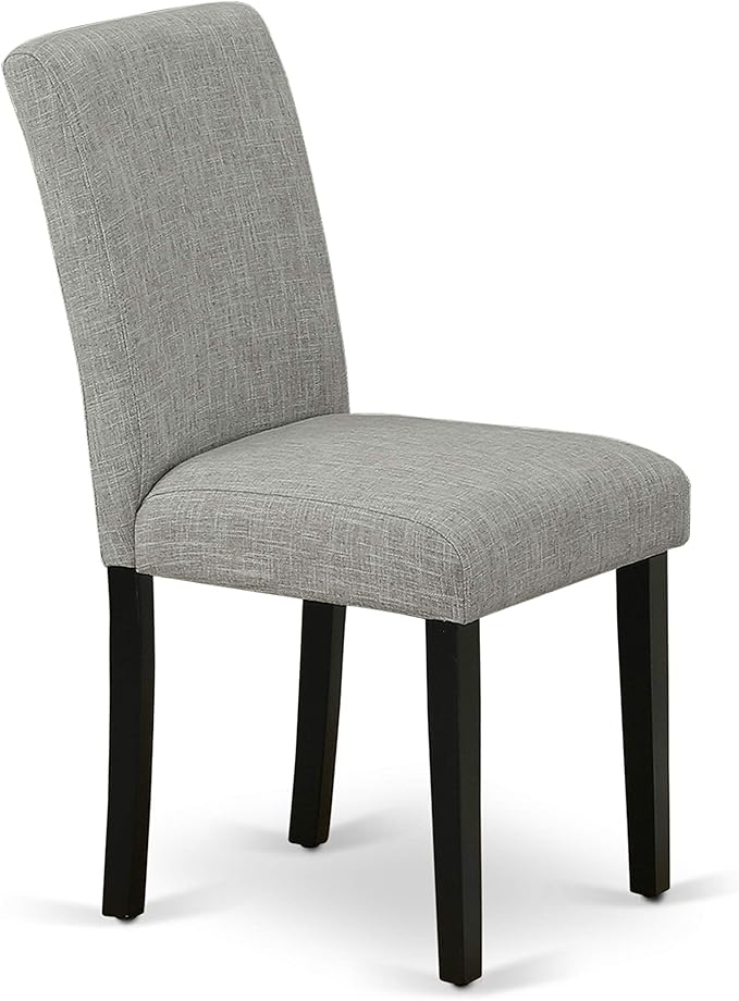 East West Furniture LGAB9-BLK-06 9 Piece Dining Room Furniture Set Includes a Rectangle Wooden Table with Butterfly Leaf and 8 Shitake Linen Fabric Parson Chairs, 42x84 Inch, Black