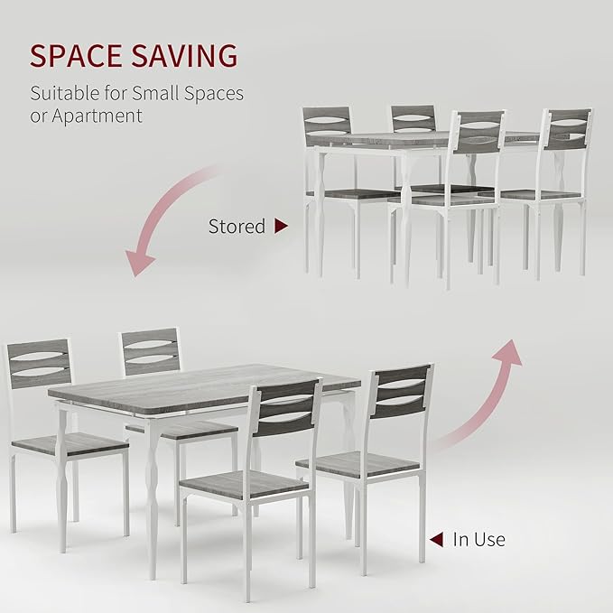 GarveeHome 5 Piece Dining Table Set, Industrial Style Dining Table and Chairs Set for 4, Kitchen Table Set for Dining Room Kitchen Apartment, Grey