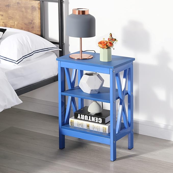 VECELO Modern Nightstands X-Design Side End Table Night Stand with Storage Shelf for Bedroom,Living Room,