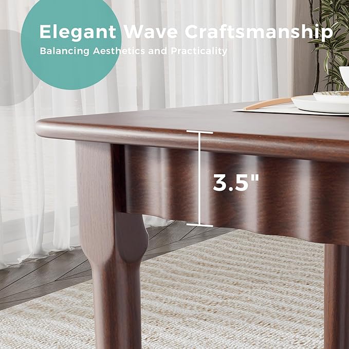 70.8 Inch Solid Wood Dining Table for 6-8, Farmhouse Table with Smooth Surface, Large Rectangular Kitchen Dinner Table for Restaurant, Living Room, Kitchen, Easy Assembly, Walnut