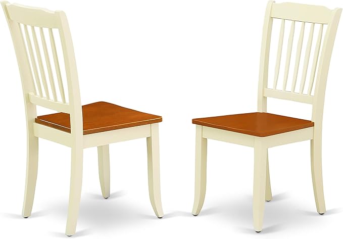 East West Furniture QUDA9-BMK-W 9 Piece Dining Table Set Includes a Rectangle Wooden Table with Butterfly Leaf and 8 Dining Room Chairs, 40x78 Inch, Buttermilk & Cherry