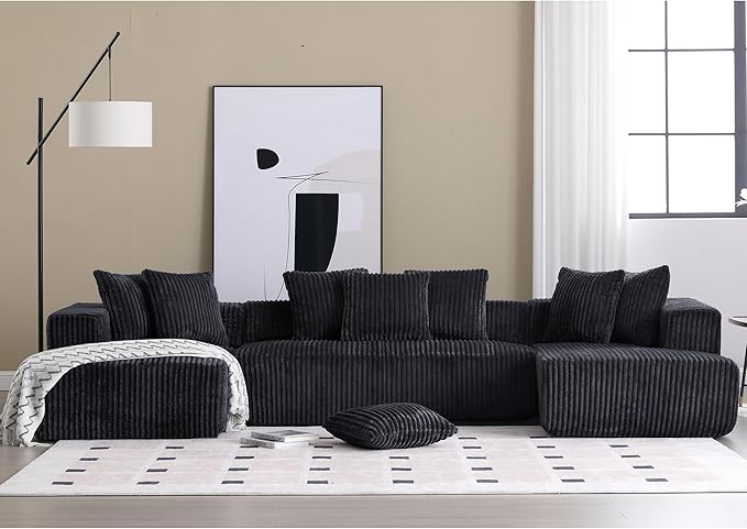 Free Combination Cloud Boneless Modular Sectional Sofa with Chaise Lounge,Modern Minimalist Upholstered Couches, Oversized U Shaped Lounge Sofa Couch w/ 8 Pillows