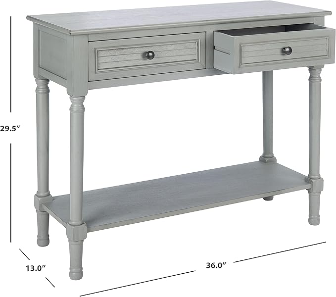 SAFAVIEH Home Collection Tate Distressed Grey 2-Drawer Bottom Shelf Console Table CNS5720C