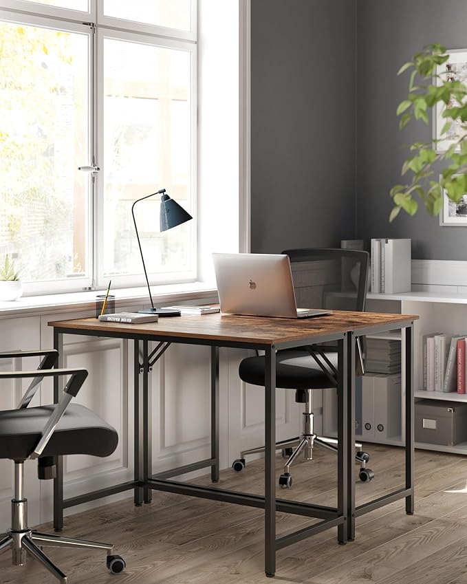 VASAGLE Computer Desk, Gaming Desk, Home Office Desk, for Small Spaces, 19.7 x 39.4 x 29.9 Inches, Industrial Style, Metal Frame, Rustic Brown and Black ULWD41X