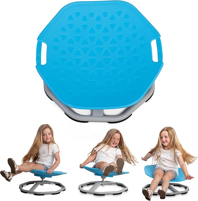 Special Supplies Spinning Chair for Kids- Versatile Kids Sit and Spin Sensory Chair for Training Body Coordination - Sensory Swivel Chair for Playroom, Bedroom, or Nursery (Blue)
