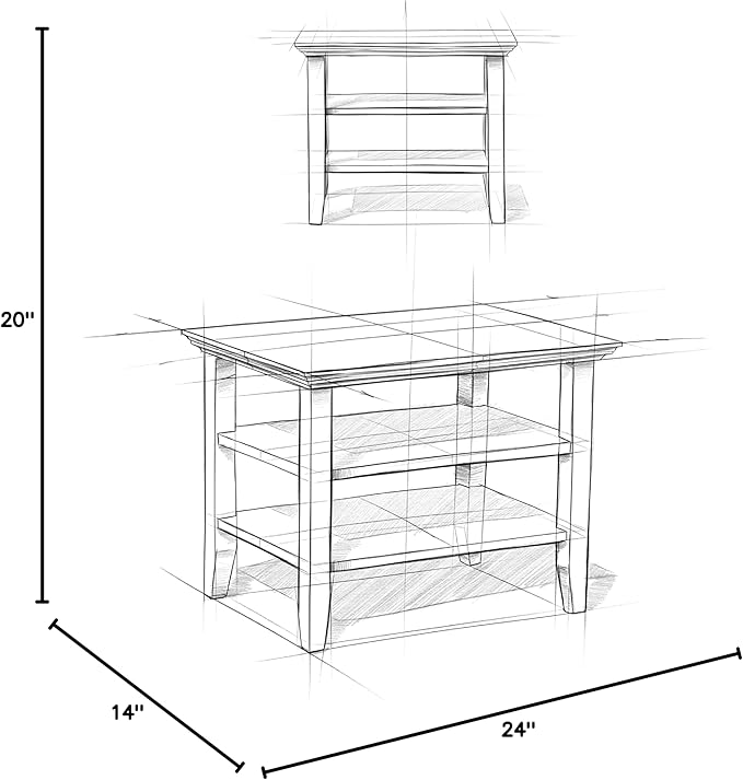 SIMPLIHOME Acadian 14-inch Wide Solid Wood Narrow End Table in Black, Transitional-Style Side Table for Living Room, Bedroom, or Family Room with 2 Open Shelves