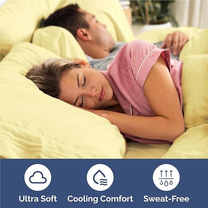 Full Size 4 Piece Sheet Set - Comfy Breathable & Cooling Bed Sheets Set - Hotel Luxury Bedding for Women, Men, Kids, Teens, Boys & Girls - Deep Pockets, Ultra-Soft, Wrinkle Free - Oeko-Tex - Yellow