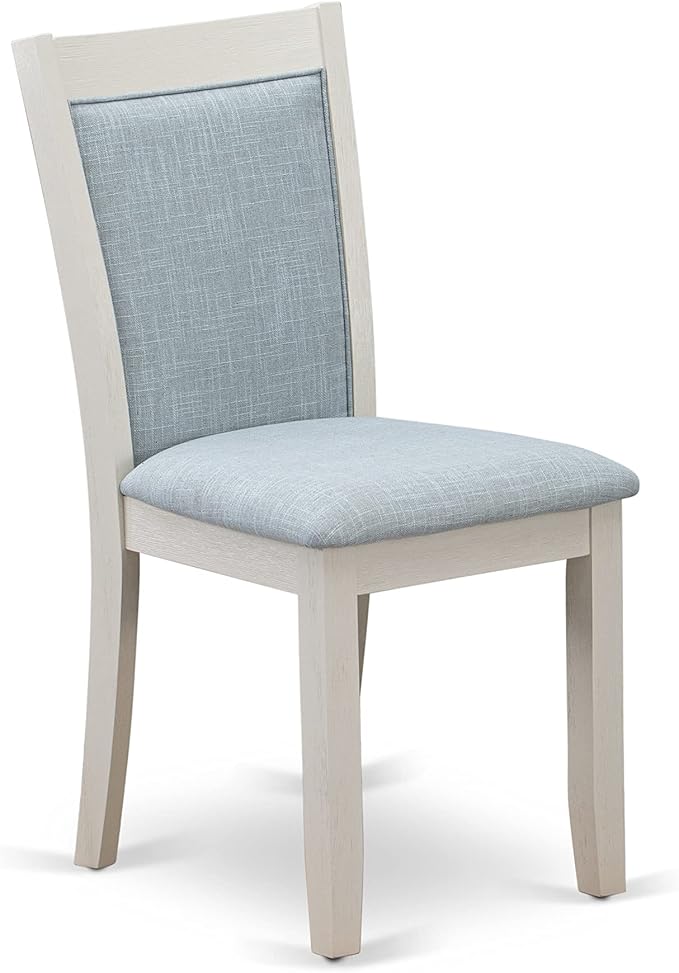 East West Furniture X027MZ015-9 9 Piece Dining Table Set Includes a Rectangle Dining Room Table with X-Legs and 8 Baby Blue Linen Fabric Upholstered Chairs, 40x72 Inch, Multi-Color