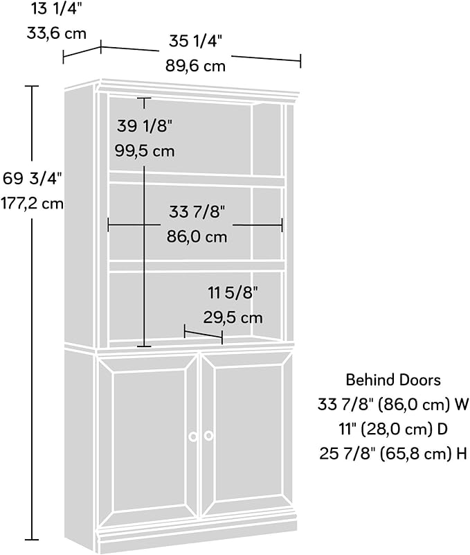 Sauder Select Book Shelf, Bookshelf with Storage, Library Bookcase with Doors and Adjustable Shelves, in Estate Black