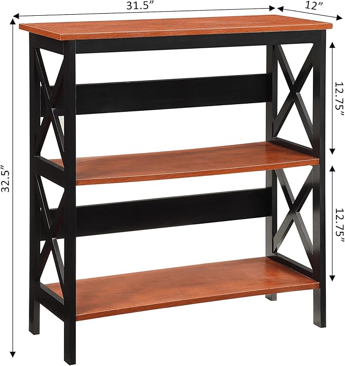 Convenience Concepts Oxford 3 Tier Bookcase, Cherry / Black