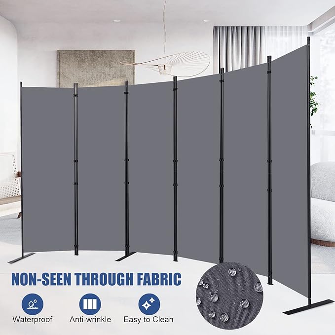 Room Divider and Folding Privacy Screens， 6 Panel Wide Room Divider Wall Screen for Room Separtition, Partition Room Dividers Fabric Panel Wall Dividers Freestanding for Office, Bedroom, Studio Dorm