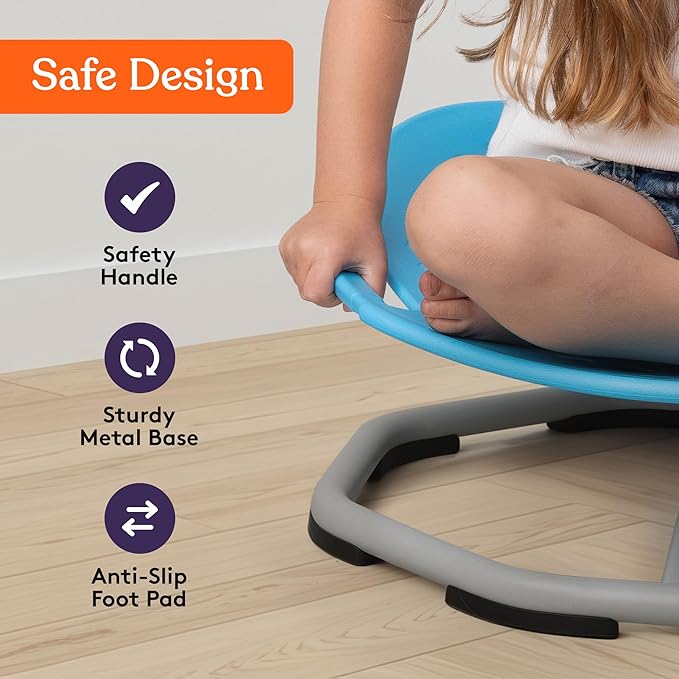 Special Supplies Spinning Chair for Kids- Versatile Kids Sit and Spin Sensory Chair for Training Body Coordination - Sensory Swivel Chair for Playroom, Bedroom, or Nursery (Blue)