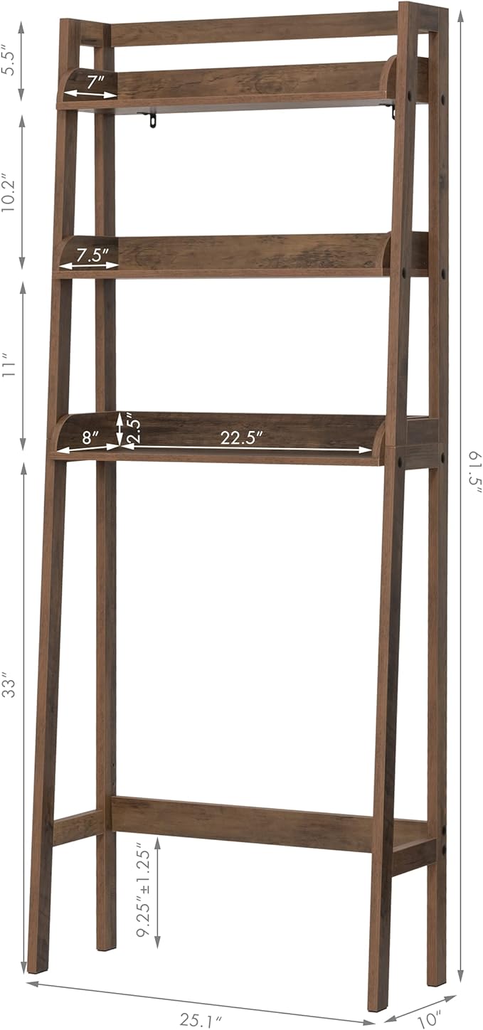 UTEX Over The Toilet Storage Shelf, 3-Tier Over Toilet Bathroom Organizer, Above Toilet Storage Rack (Wood Grain)