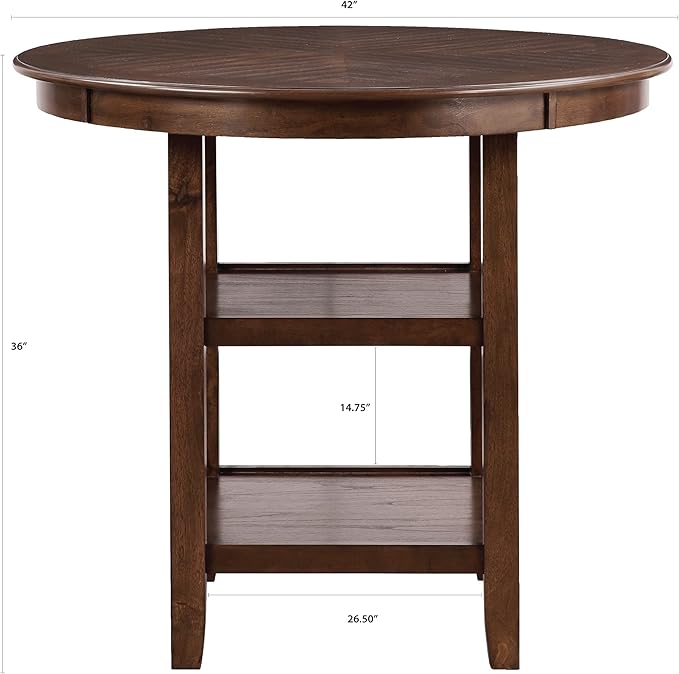New Classic Furniture Cori 5-Piece Round Counter Set with 1 Dining Table and 4 Chairs, 42-Inch, Cherry Brown