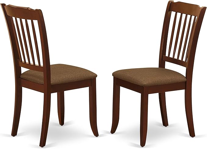 East West Furniture HBDA5-MAH-C 5 Piece Dinette Set for 4 Includes a Round Dining Room Table with Pedestal and 4 Linen Fabric Kitchen Dining Chairs, 42x42 Inch, Mahogany