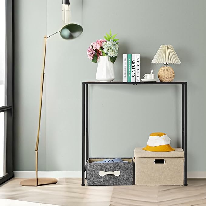 Small Entryway Console Table - Industrial Narrow Behind Couch Sofa Table, Skinny Entrance for Hallway, Wood Thin for Living Room, Foyer, Corridor (Brown)