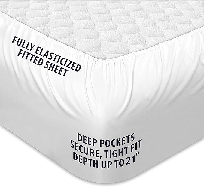 COONP Twin XL Mattress Topper, Extra Thick Pillowtop, Cooling Plush Mattress Pad Cover Cotton Top Bed Topper Protector with 8-21 Inch Deep Pocket