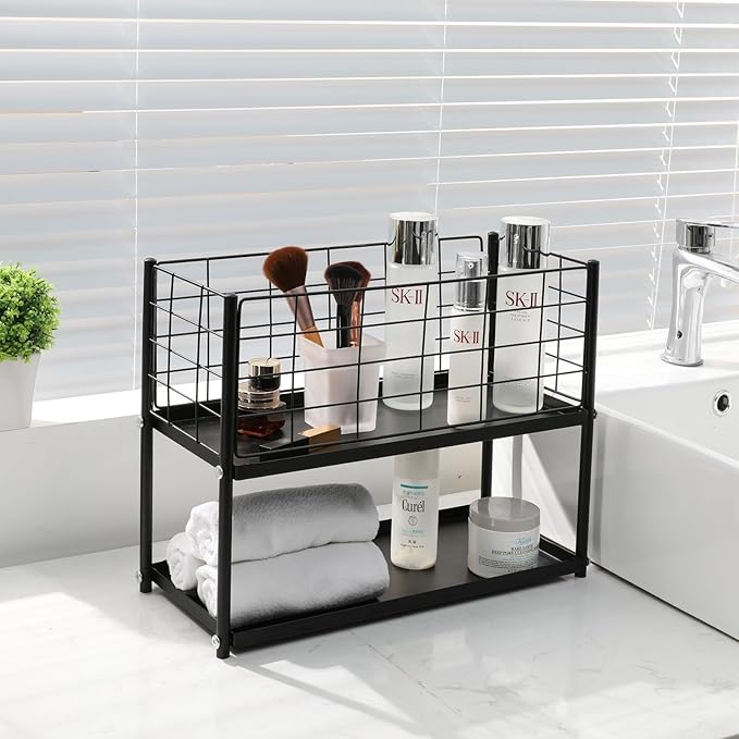 KINGRACK 3-Tier Metal Rolling Cart, Slim Storage Cart, Mobile Shelving Unit Trolley with Wheels, Bathroom Tier,Bathroom Organizer Utility for Laundry Room, Office, Narrow Place, Black