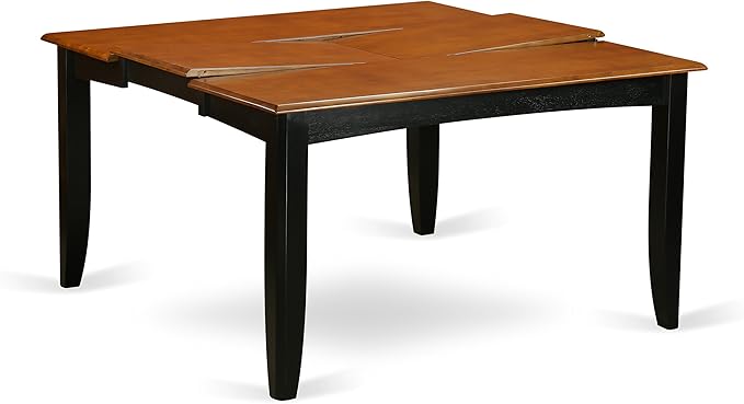 East West Furniture PFT-BLK-TL Parfait Modern Kitchen Table - a Square Dining Table Top with Butterfly Leaf, 54x54 Inch, Black & Cherry