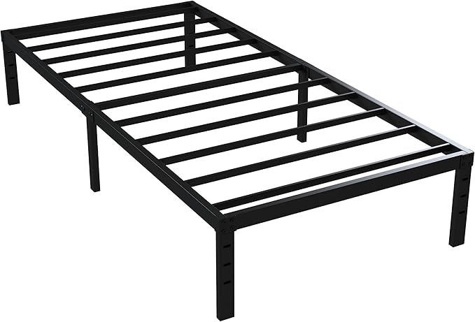 16 Inch Twin XL Bed Frames, Metal Platform Twin XL Bed Frame with Storage, 2,500 lbs Heavy Duty Steel Slats Support, Easy Assembly Mattress Foundation, Black