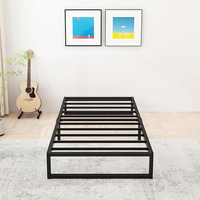 9 Inch Twin Bed Frames Heavy Duty Metal Twin Platform Bed Frame No Box Spring Needed, Noise Free, Easy Assembly, Black
