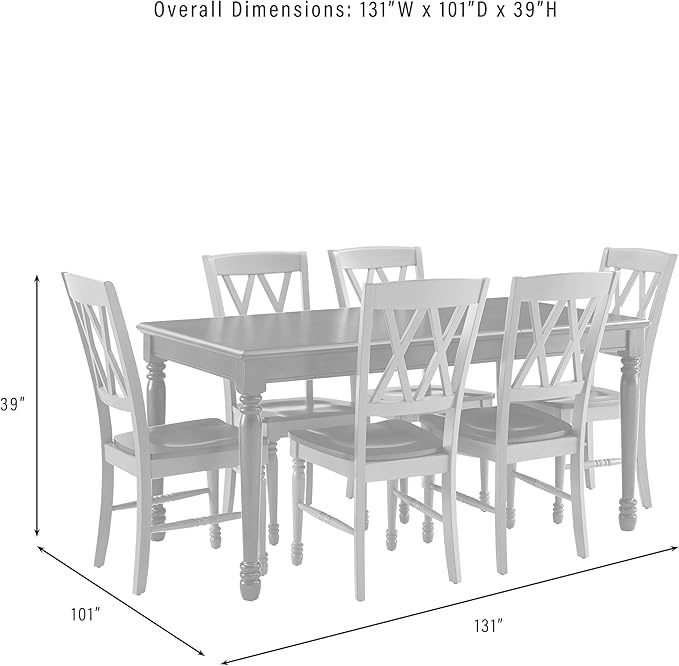 Crosley Furniture Shelby 7-Piece Dining Table Set (Table and 6 Chairs), Distressed White/Dark Cherry