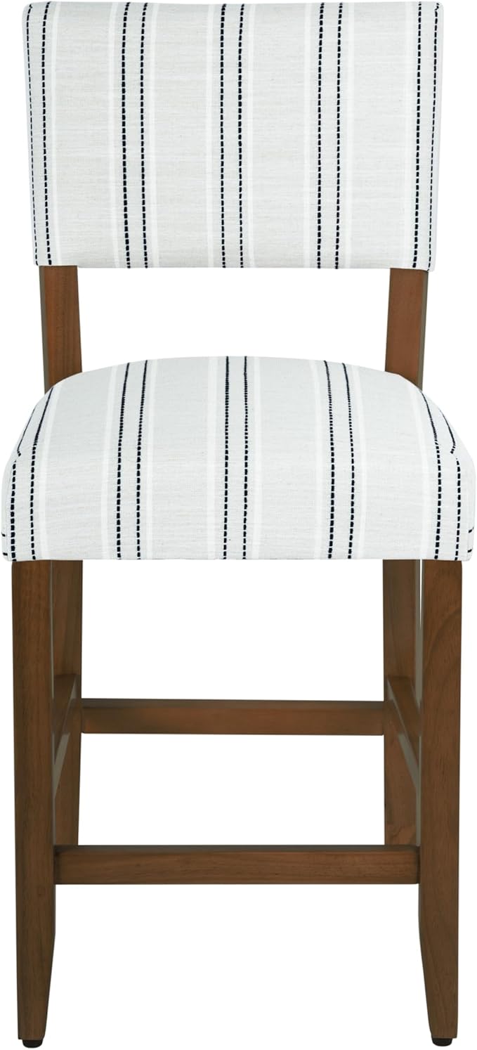 HomePop 24" Open Back Counter Stool|HomePop Home Décor|Fabric Chairs for Dining Room, Kitchen and Living Room - Black and White Stripe(Single Pack)