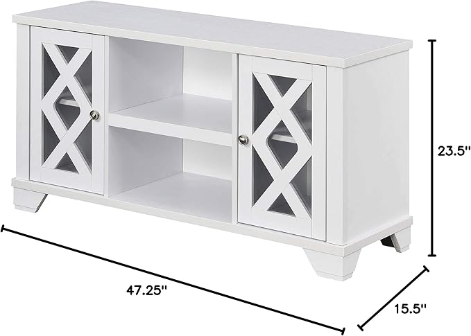 Convenience Concepts Gateway TV Stand 47.25" - Family Room Entertainment Center with Storage Cabinets and Shelves, Traditional TV Console for Living Room, Office, White