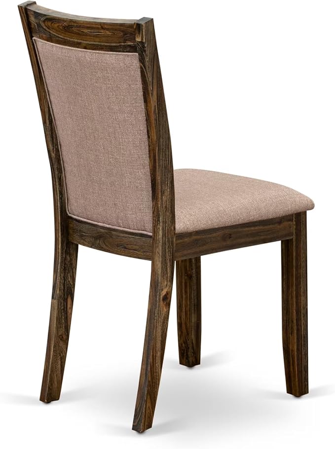 East West Furniture V727MZ716-9 9 Piece Kitchen Table & Chairs Set Includes a Rectangle Dining Room Table with V-Legs and 8 Dark Khaki Linen Fabric Parson Chairs, 40x72 Inch, Multi-Color