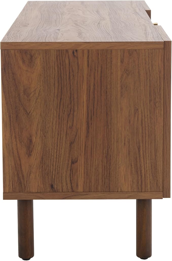 SAFAVIEH Ophelia TV Stand for up to 55" Flatscreen – Walnut, 2 Doors with Interior Storage, 2 Open Shelves, Entertainment Media Console (MED9615A)