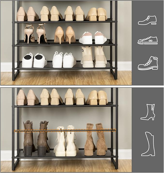 HOOBRO 10-Tier Shoe Rack, 23.6" L Shoe Storage Organizer, Large Capacity Shoe Shelf for Front Door Entrance, Entryway, Hallway, Holds 27-30 Pairs of Shoes, Closet, Rustic Brown BF601XJ01
