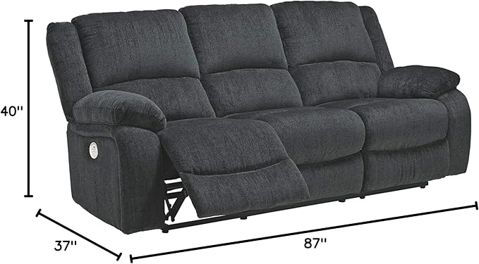Signature Design by Ashley Draycoll Contemporary Power Reclining Sofa, Dark Gray